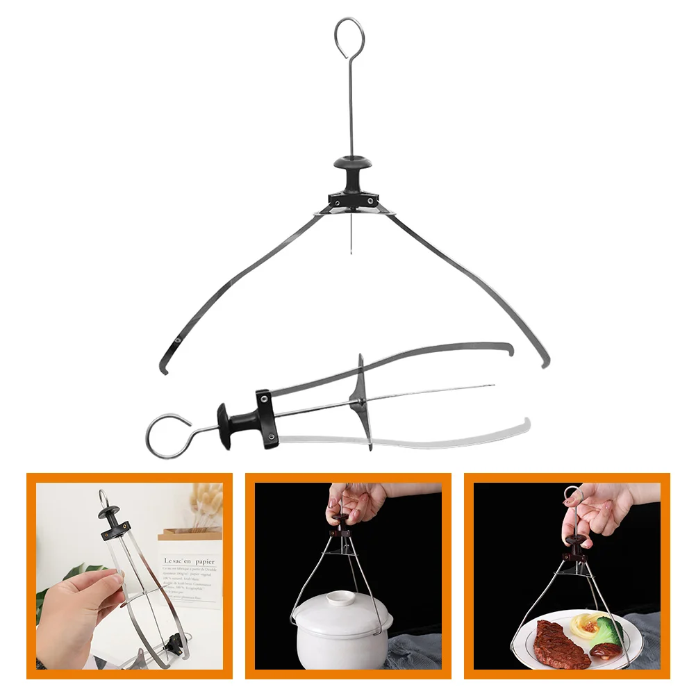 

2 Pcs Triangular Grab Plate Clamp Bowl Picker Non-rusting and Pot Three-claw Lifter Kitchen 2pcs Griddle Fryer Thermal