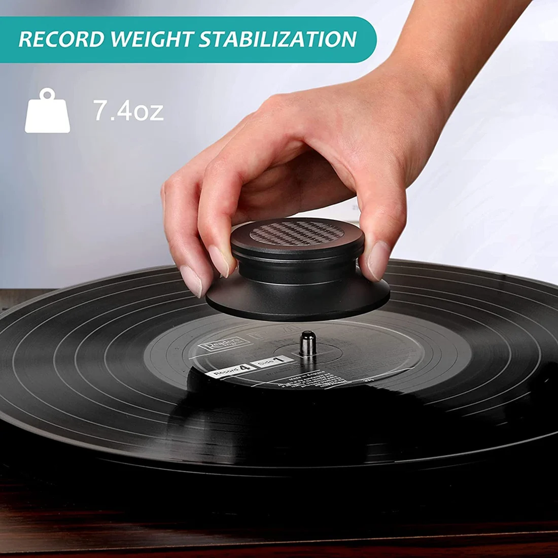 Record Weight Stabilizer with Soft Protective Pad for Hifi Vinyl LP Disc Record Player Profile (Black)