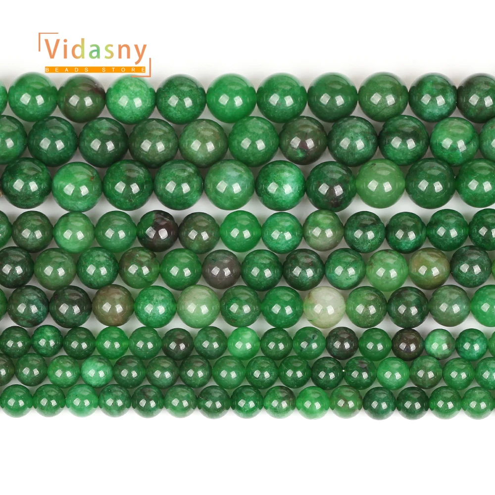 Natursteinperlen, grüner Achat, Chalcedon-Perlen für die Schmuckherstellung, runde lose Perlen, DIY-Zubehör, Armband, 6/8/10 mm, 15 Zoll – Detail 6