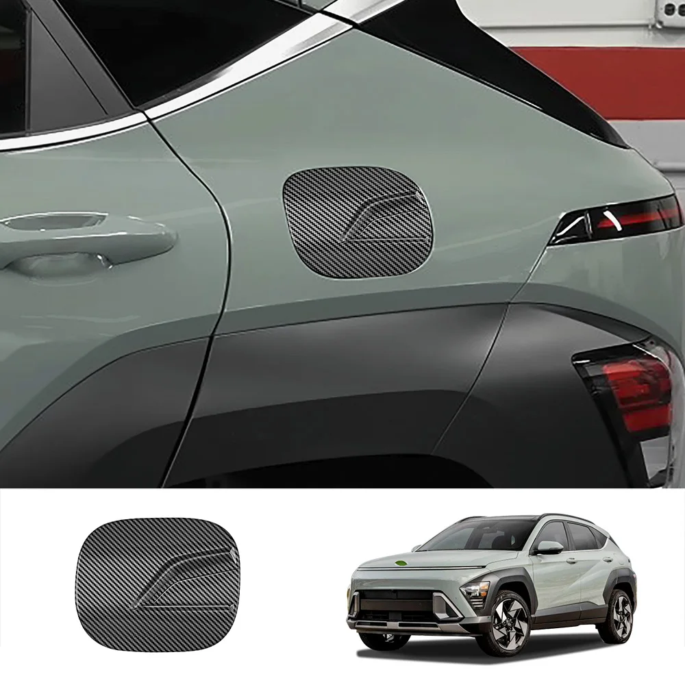 For Hyundai KONA 2024 2025 ABS carbon fiber Fuel Tank Oil Cap Gas Cover Trim Car Exterior Decorate Accessories Car Styling