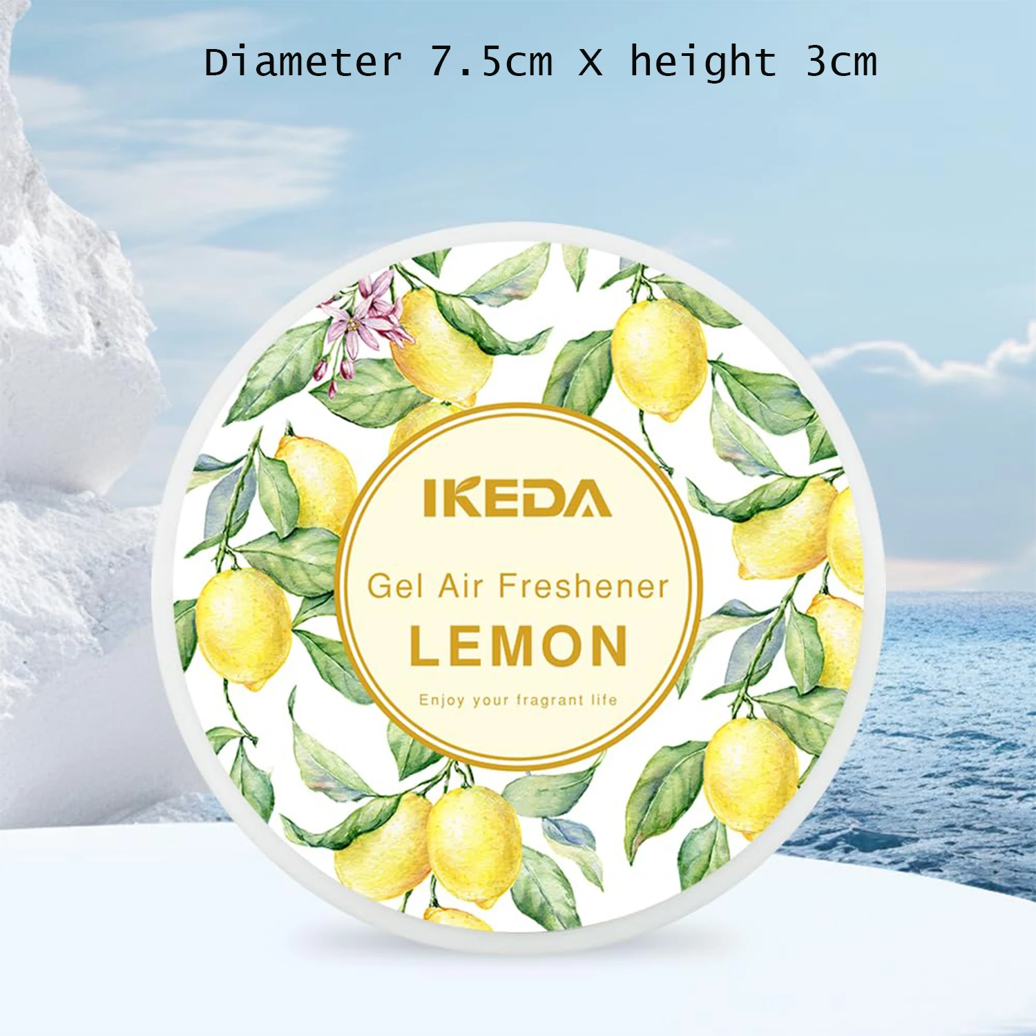 Ikeda Car Air Freshener: Lemon Scent Circular Gel Air Freshener | Odor Elimination | Car Scents | Long-Lasting Fragrance | For A