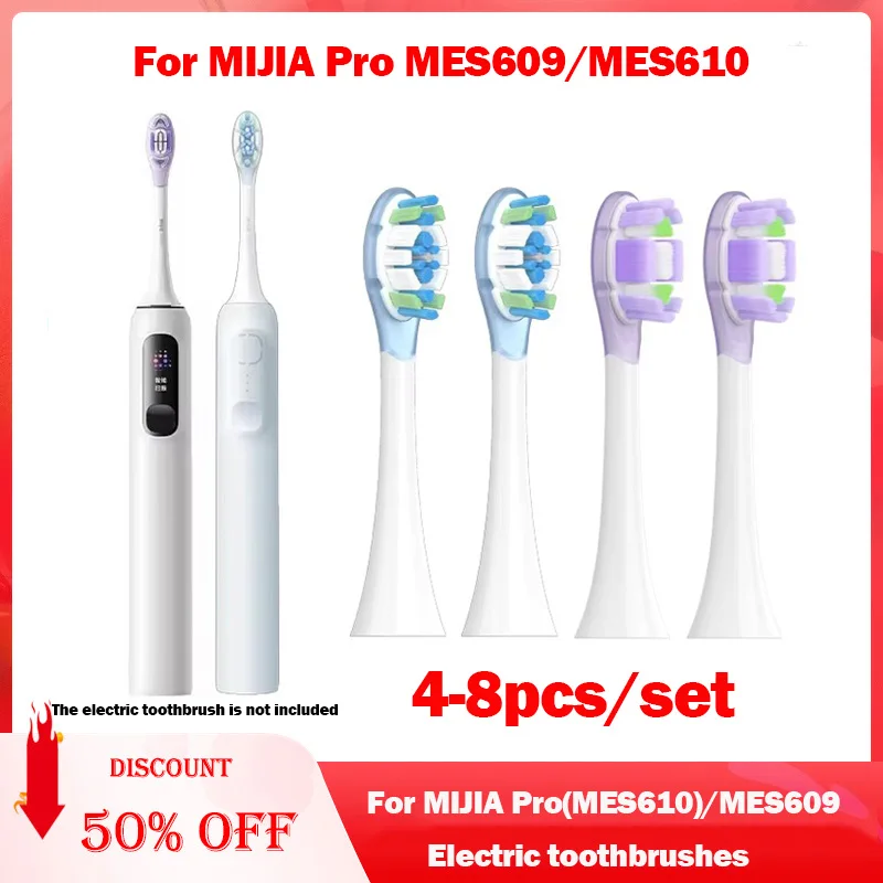 Replacement Brush Heads for XIAOMI MIJIA MES609/610 Pro 4/8PCS Sonic Electric Toothbrush Sealed Package Brush Heads Soft