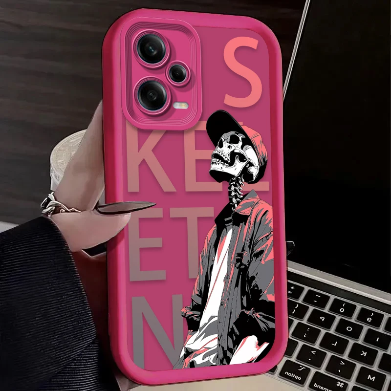 Street Fashion Skeleton Telefoon Case Voor Xiaomi Redmi Note 13 14 12 11 Pro Plus 5G 14S 12S 11S 10S 10 9 Redmi 14C 13C 12C 12 4G