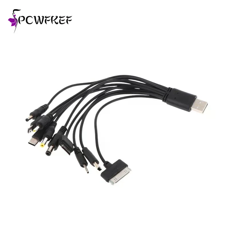 20cm Usb Power Charging Cable Wire Cord For Phone Universal 10 In 1 Micro USB DC Mobile Phone Charger Adapter Plug