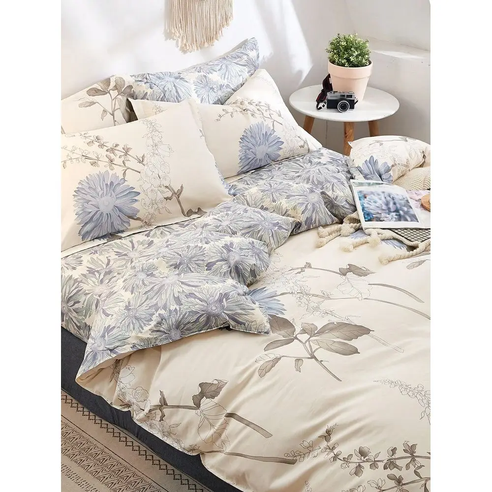 

Комплект постельного белья с цветочным принтом, супермягкий и приятный для кожи пододеяльник, пододеяльник с эффектом стирки, Sh2303294992910140, с цветочным принтом