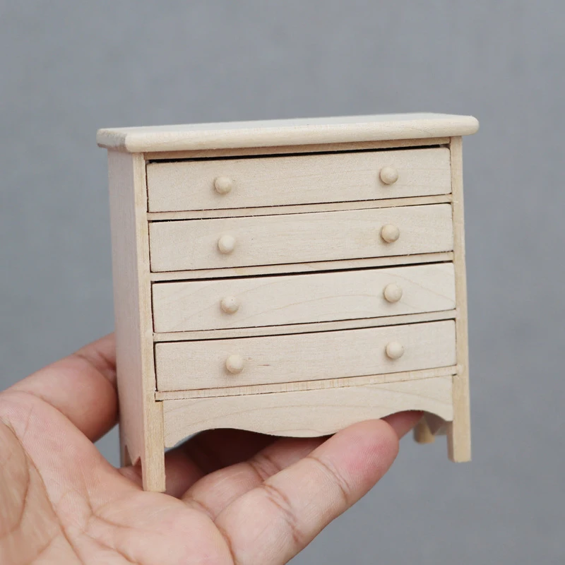 1Pc Dollhouse Miniature Storage Cabinet Drawers Model Doll House Bedroom Bedside Table Series Furniture Decor Toy Accessories
