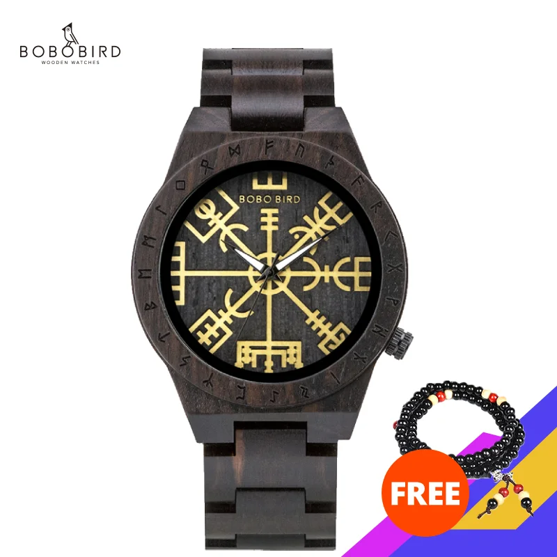 

BOBOBIRD Men's Watch Tai Chi Bagua Rune Handmade Wooden Watch Ancient Civilization Symbol Watch For Man Customize Dropshipping