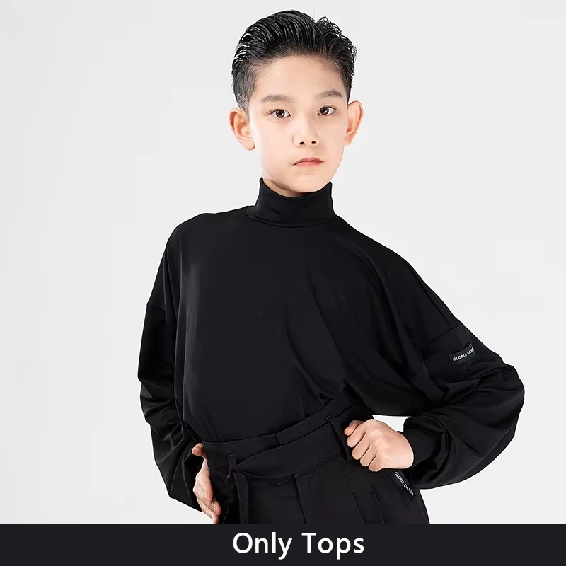 Jongens Latin Dane Prestatiekostuum Vleermuismouwen Tops Hoge taille broek Ballroom Tango Danskleding Kinderen Oefenkleding VDB7859