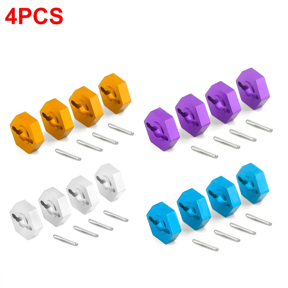 4pcs Aluminum RC Wheel Hex Nut 12MM HSP Hexagonal Wheel Seat 1/10 Upgrade 102042 02100 Hub Adapter for 4WD RC Car Himoto