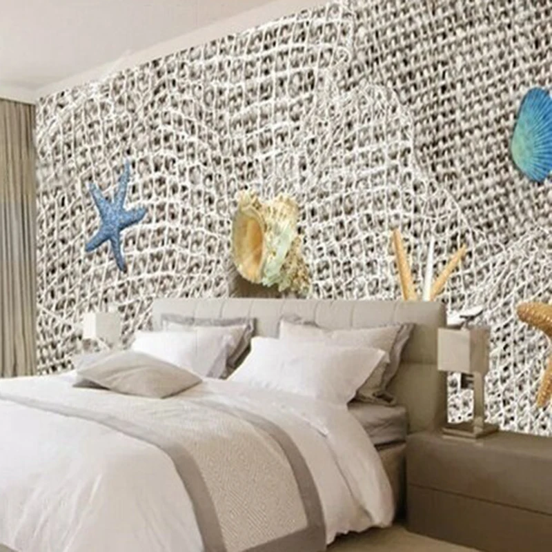 MU9020 Creative Mediterranean children's room starfish and shell custom TV living room background wall decorative painting