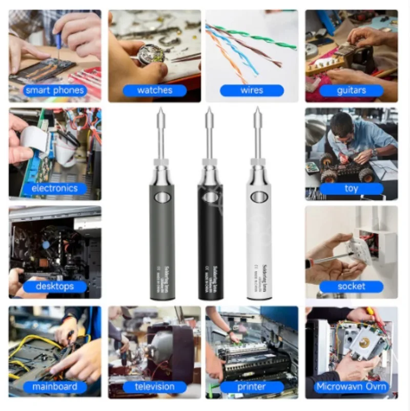 Portable Electric Powered Tip Kit Rechargeable&Temperature Adjustment USB Iron 5V 8W/LCD 80W Cordless Soldering Iron Tool Pen