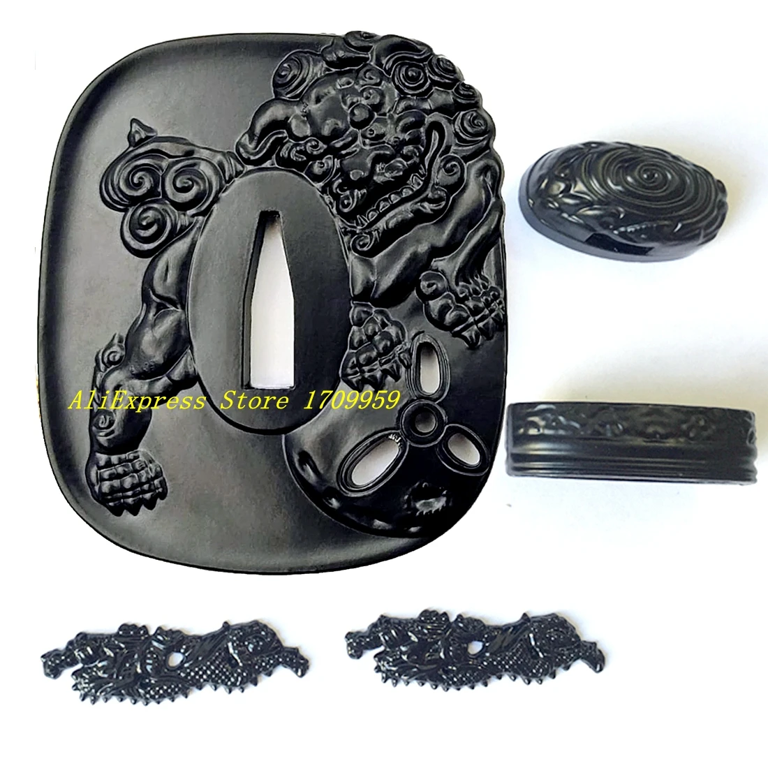 

Lion Tsuba Alloy Guard Menuki Fuchi Kashira Apply Japanese Samurai Sword Katana/Wakizashi/Tanto Metal Fittings