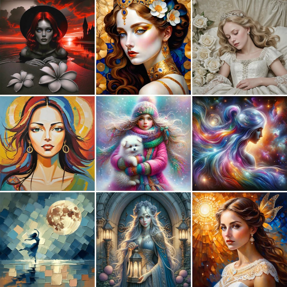 Peinture par numéros de portrait de fleurs de fille pour adultes, fournitures d'artisanat d'art pour adultes, décoration de chambre à coucher, cadeau pour la mère, salle de bain T, 20x30, 2024