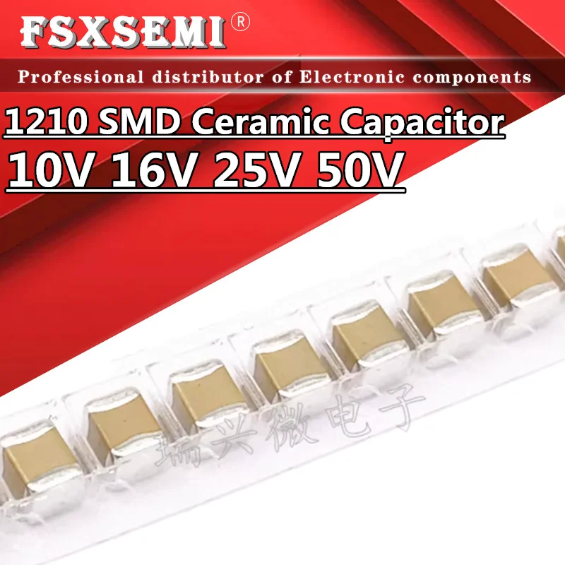 

20pcs/lot New 3225 1210 SMD Ceramic Capacitor 10V 16V 25V 50V 1UF 2.2UF 4.7UF 10UF 22UF 33UF 47UF 100UF 1210 SMD Chip Capacitor