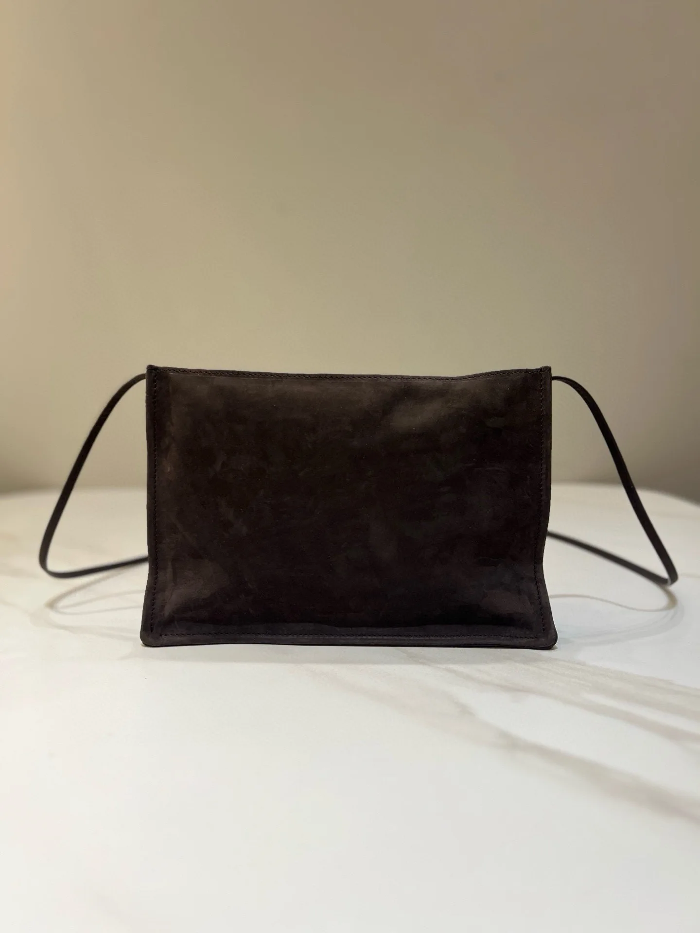 

2025 women top quality Deer skin crossbody bag, light beige, simple rectangular shoulder bag with zipper closure, small bag