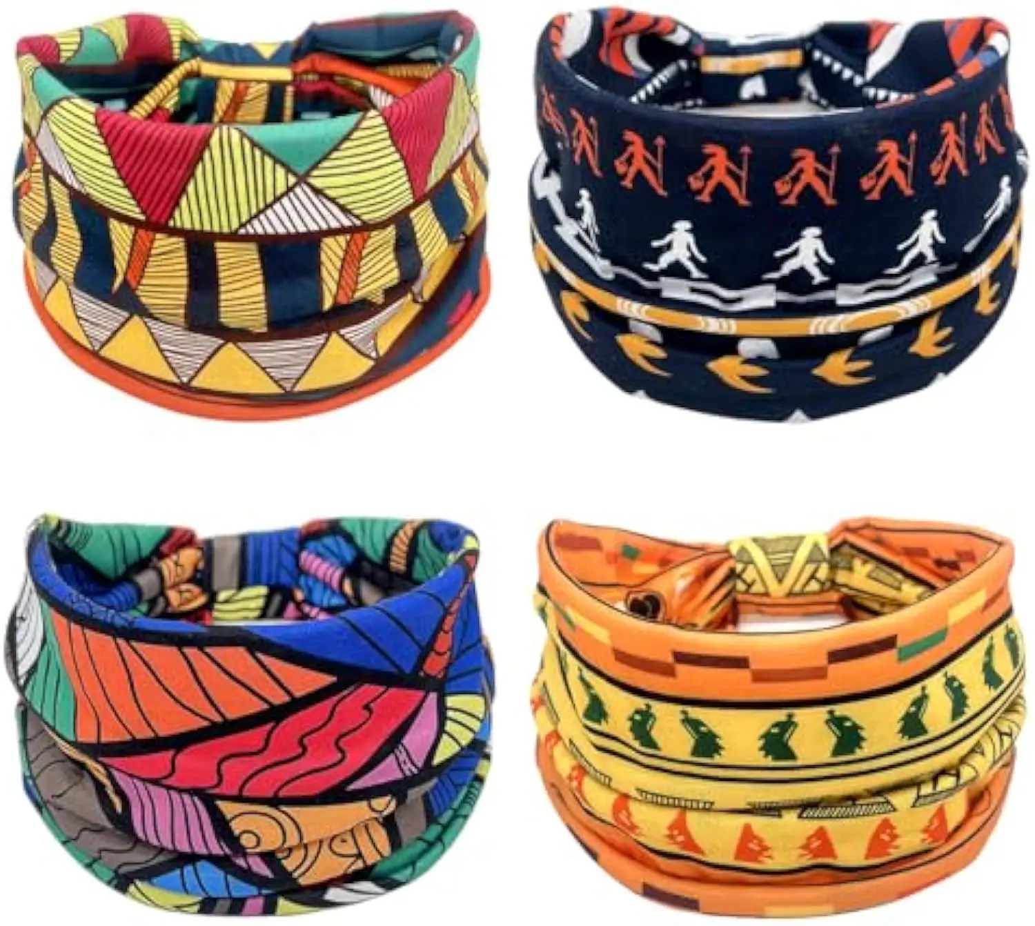 African Headbands Bohemian Headscarves Retro Printed Stretch Headscarf Sports Yoga Headbands with Wide Brim