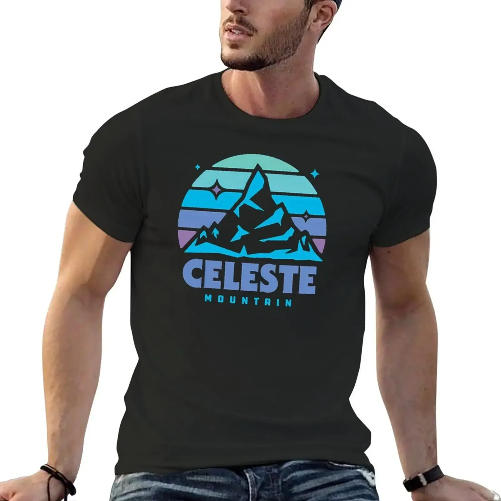 Celeste Mountain T-Shirt sports fans vintage graphic tee oversized t shirt mens workout shirts