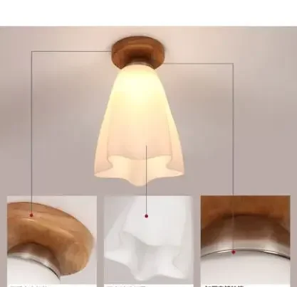 

MTY WE Creative Nordic solid wood ceiling lamp Japanese tatami aisle lights balcony porch bedroom LED wooden lamps
