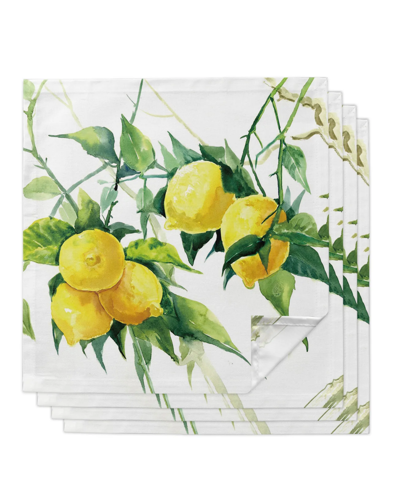 

4/6/8pcs Lemon Watercolor Leaves Napkins Cloth Set Wedding Party Table Decoration Dinner Napkins Home Decor