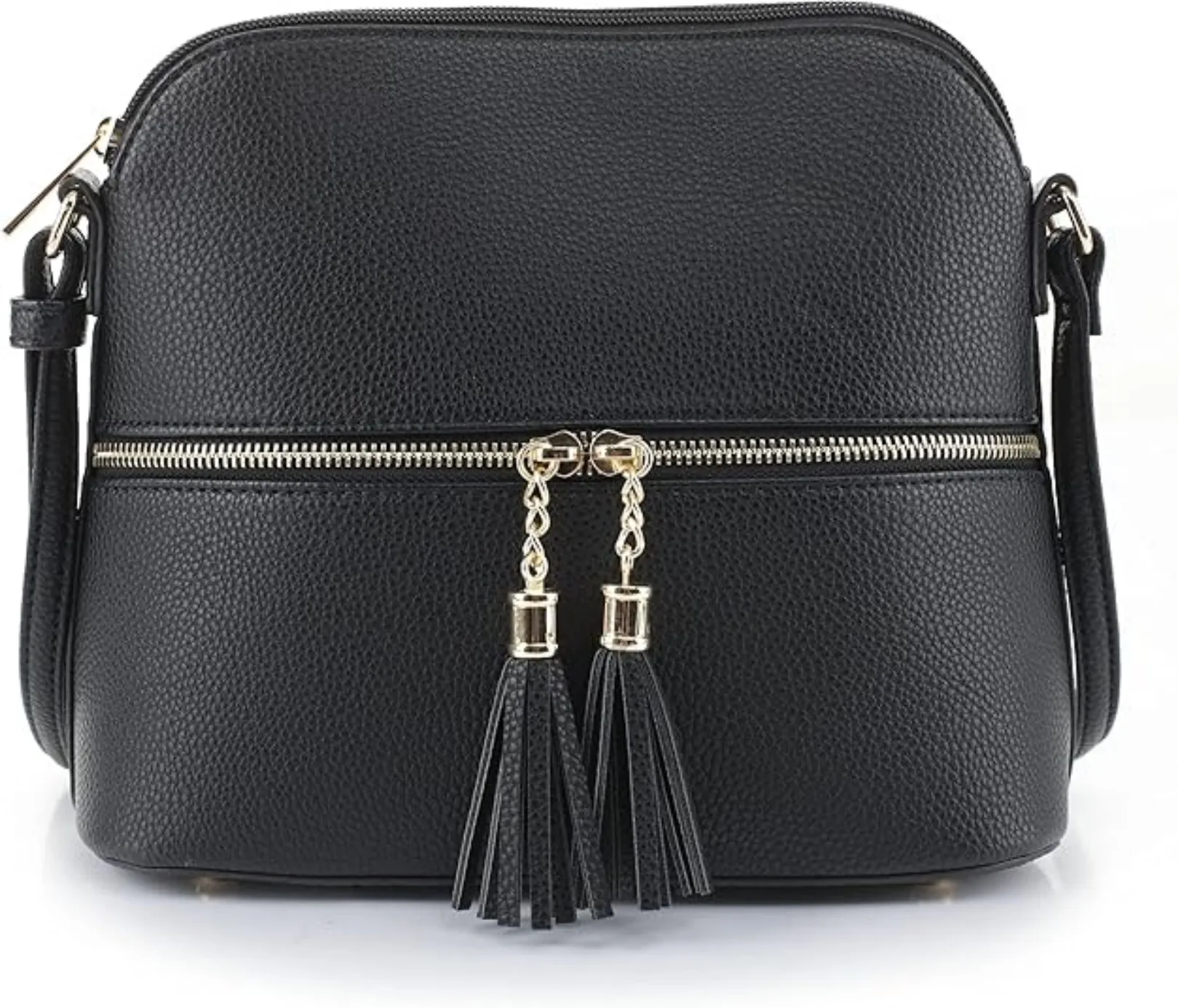 Lunar Lightweight Medium Dome Crossbody Bag Shoulder Bag with Tassel | Zipper Pocket | Adjustable Strap