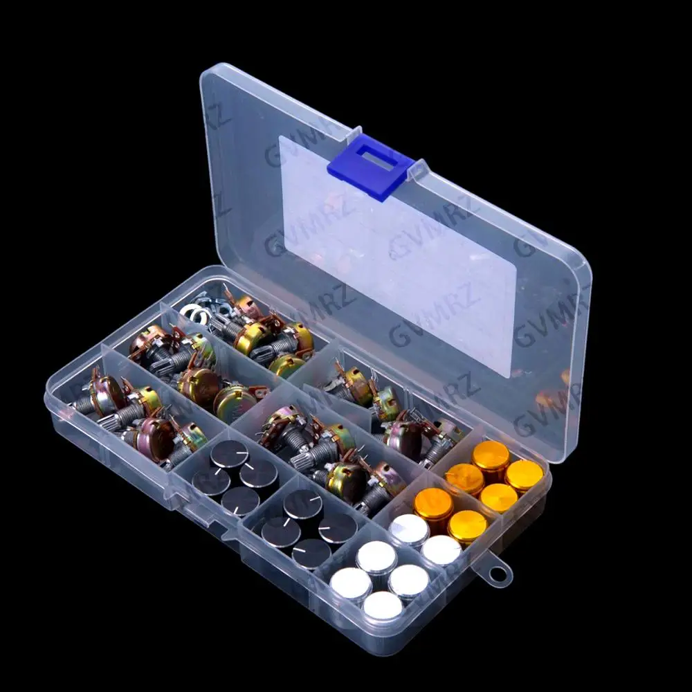 60PCS 5-100K WH148 potentiometer switches 15MM 5K 10K 20K 50K 100K with knob