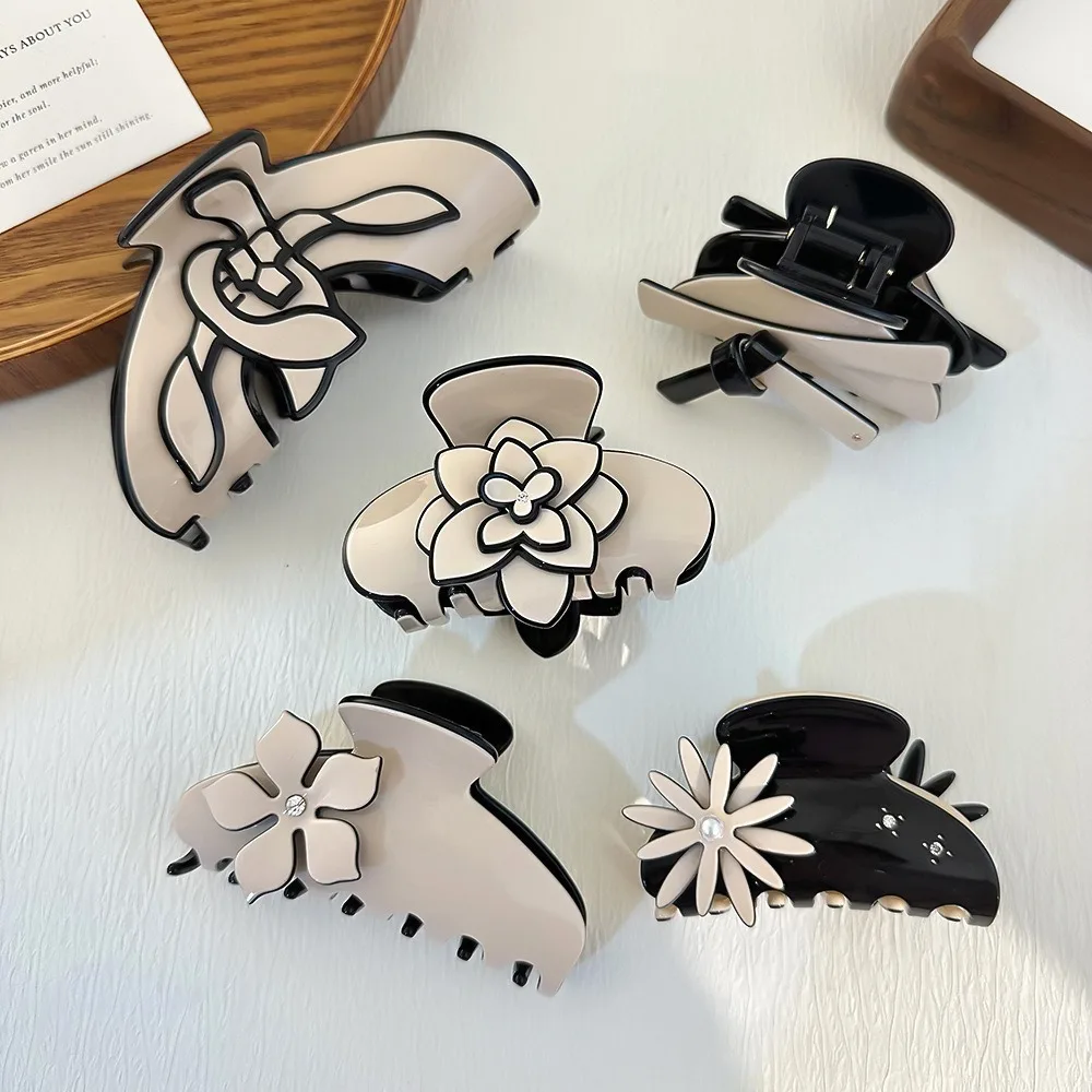 

High Quality Hair Accessories Camellia Hair Light Luxury Acetate Acetate Claw Clips Butterfly Hair Clip Women Girls