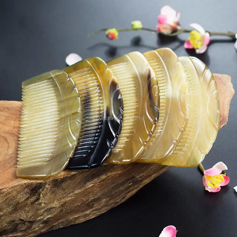 

New Luxury Natural Horn Hair Comb Half-Month 12-13cm Handmade Massage Head Anti Static Loss Combs Hair Styling Detangling