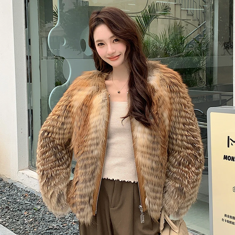 الشتاء النساء الطبيعية الحقيقية الثعلب الأحمر الفراء قطاع خياطة Toghter مع جلد طبيعي أسفل السترات الإناث الفاخرة سميكة الدافئة ملابس خارجية