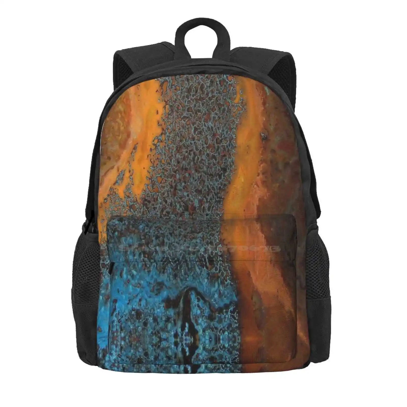 Copper Blue Waves Hot Sale Schoolbag Backpack Fashion Bags Copper Blue Waves Teal Fashion Trendy Style Season Modern Décor Home