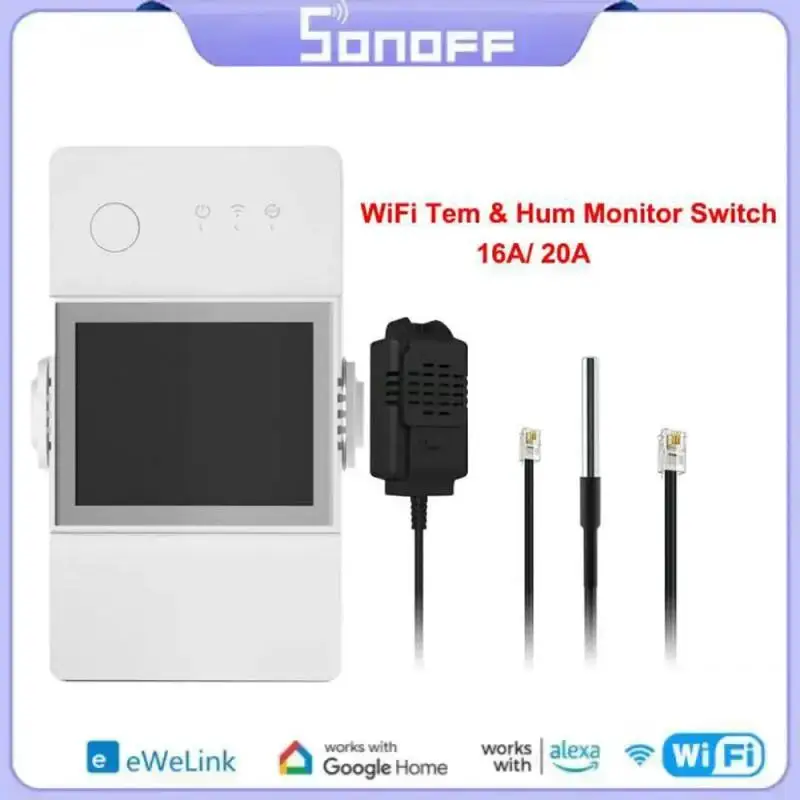 SONOFF TH Elite 16A/20A WiFi Smart Switch LCD Display Temperature And Humidity Monitoring Switch Smart Home Automation Module