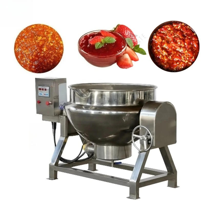 Sugar Boiler Caramel Jam Cooker Tilt Agitator Pot Cook Steam Cooking Mixer Machine Jacket Kettle With Mixer
