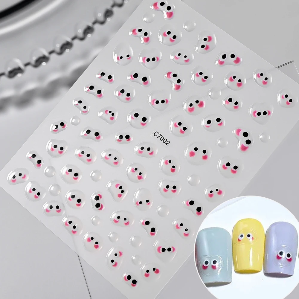 4Pcs/Lot Weird Mouth Nail Art Sticker Cute Jelly Bean 5D Manicure Decoration Sticker Funny Expression Adhesive DIY Slider Decals