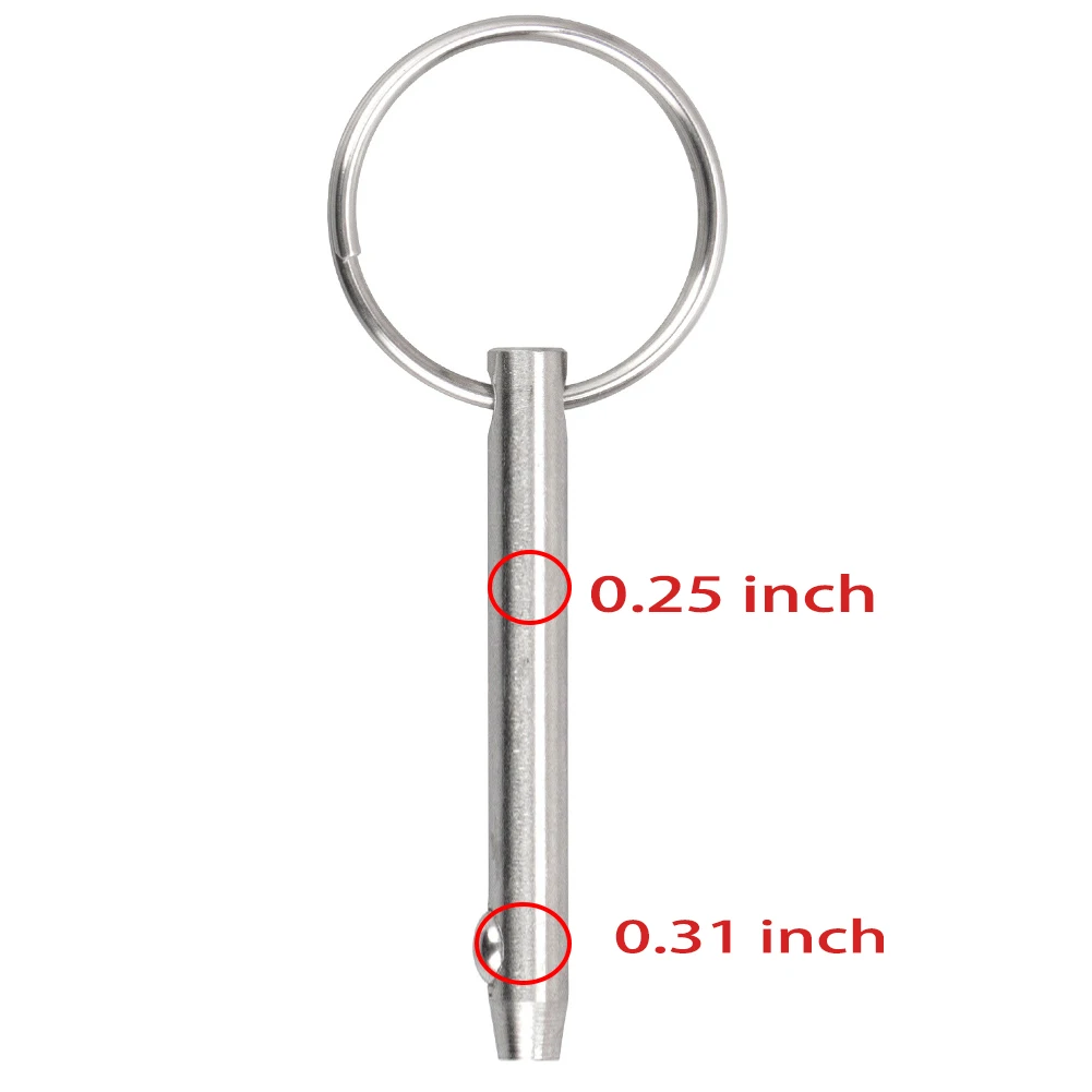 Quick Release Pins, Bimini Top Pin,316 Stainless Steel,Diameter 0.25 Inch/6.3mm,Total Length 3.74 Inch/95mm,2 Packs