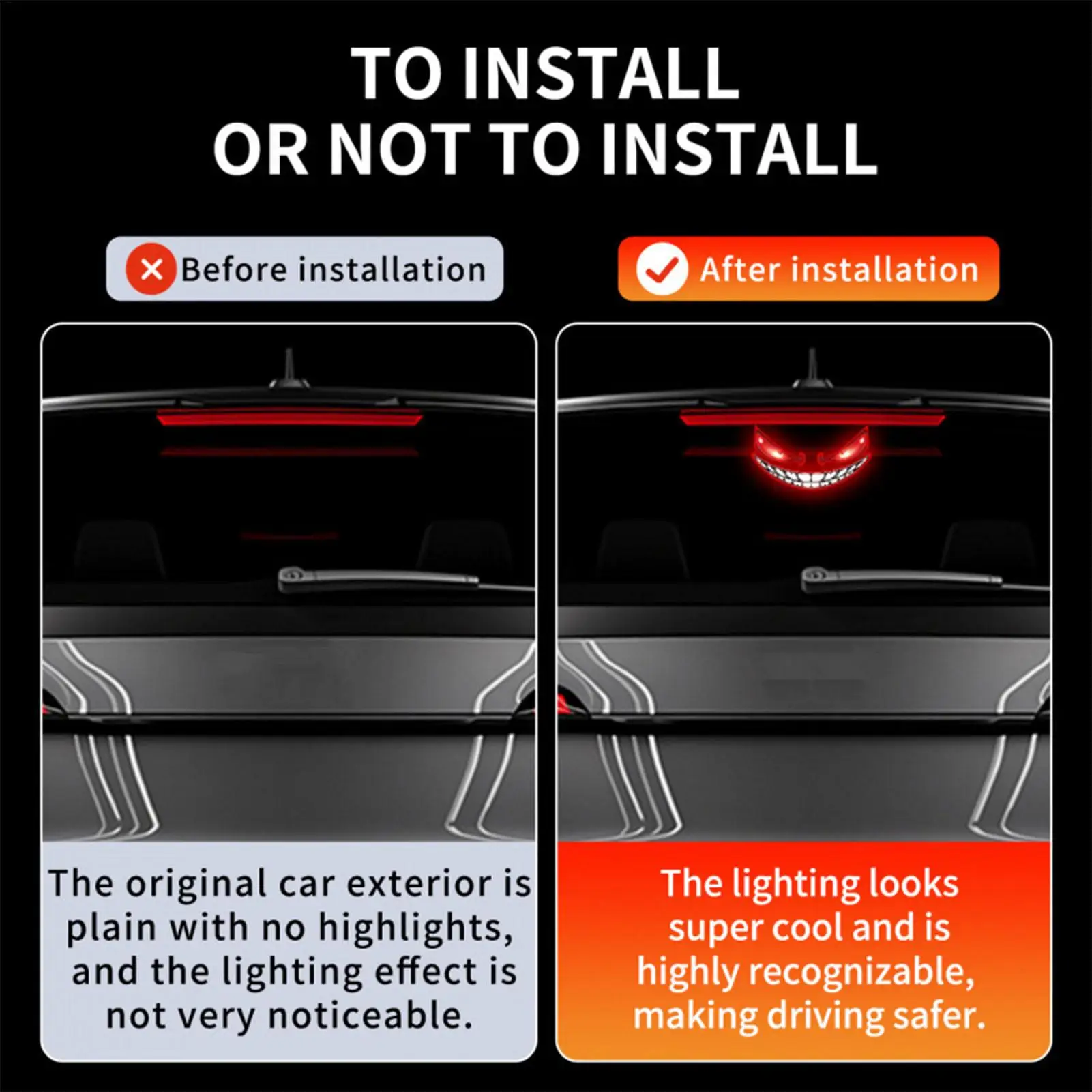 Eyes For Car Windshield Solar USB Dynamic Warning Waterproof Sign Sensing Control Led Car Eyes For RV Home Vehicles Holiday