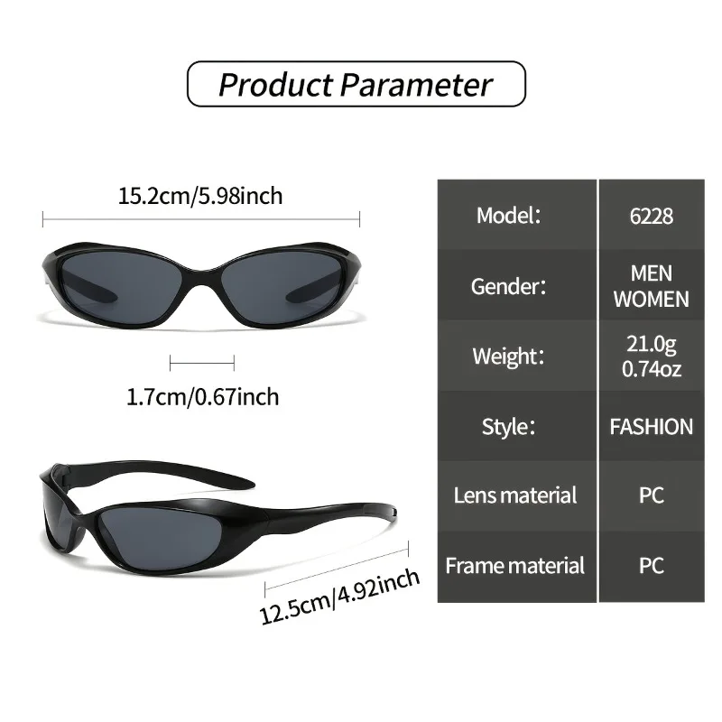 1 Stück Y2K Futuristischer Technologie-Stil Punk-Brille Damen Sonnenbrille – Detail 8