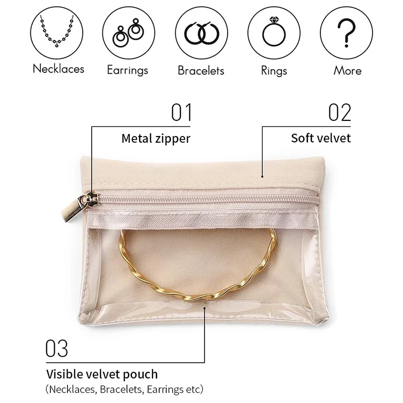 المحمولة زيبر الحقيبة المخملية صندوق مجوهرات أقراط قلادة حلقة سوار الحلي ملحق السفر حقيبة مقاومة للماء والغبار