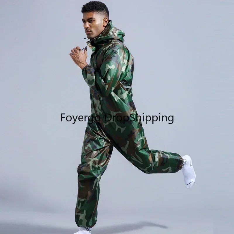 

Conjoined Raincoat Coverall Hat Oil-Resistant Work Safety Cycling Waterproof Motorcycle Raincoat Jumpsuit Capa Chuva Rain Suit