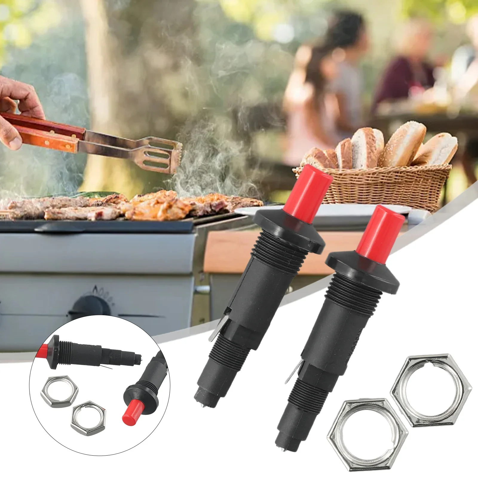 Ceramic Pair of Two Gas Heating Elements with Size Specifications Nine Centimeters Long and Two Point Six Centimeters Wide