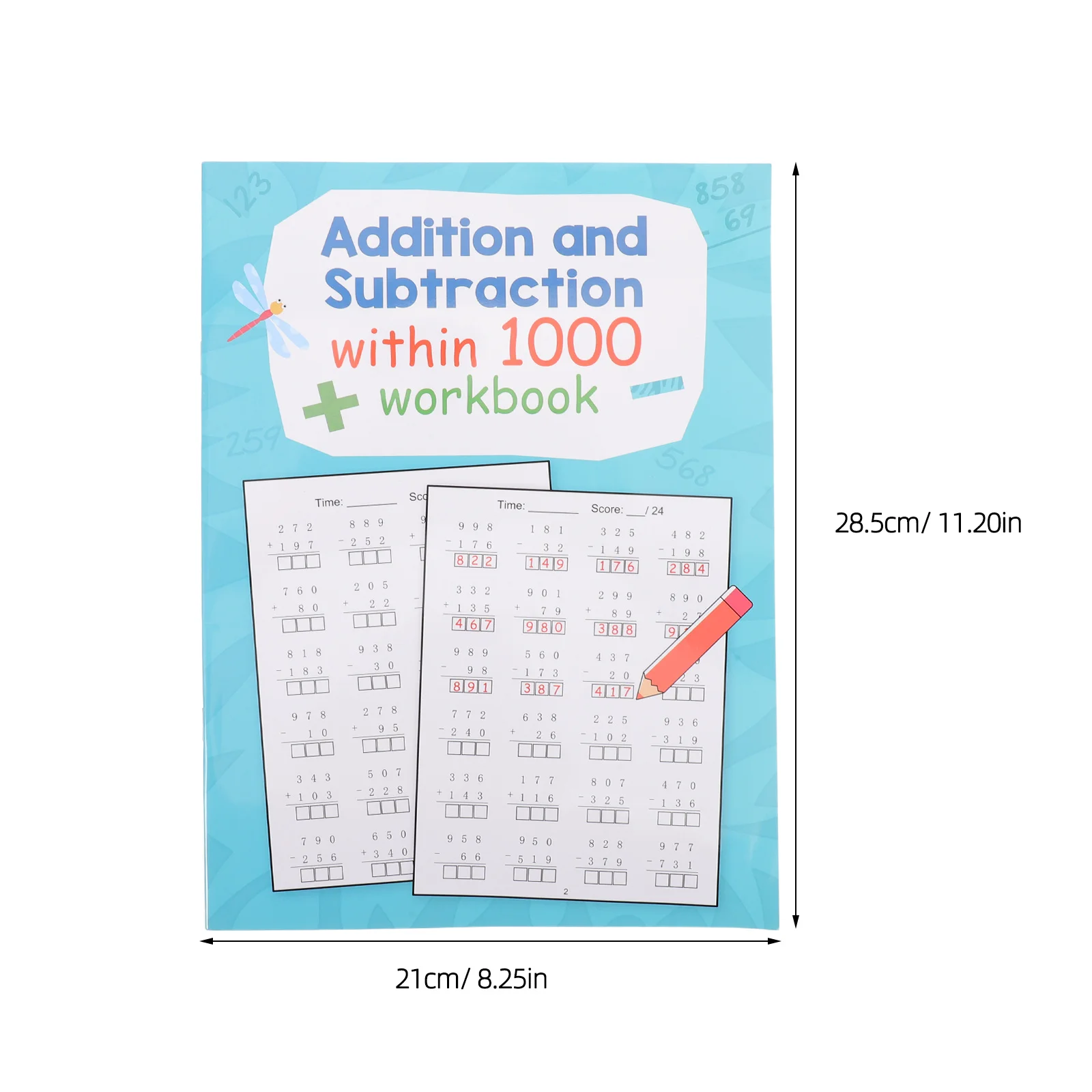 2 Books Math Activity Book for Kids - Write-in Addition Subtraction Workbook - Structured Elementary Math Pages