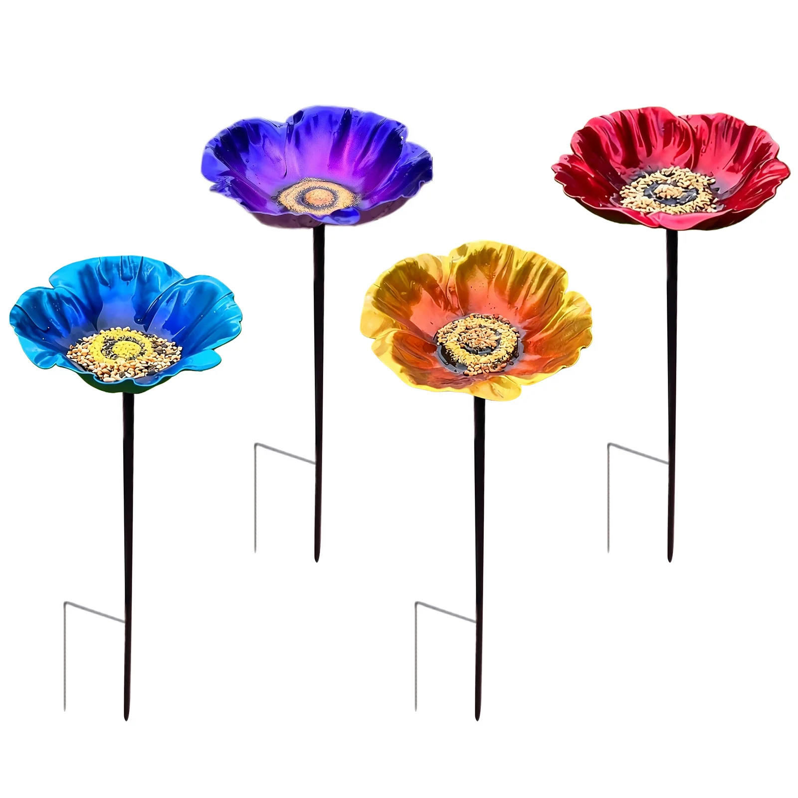 Bee Watering Station Decorative Metal Bee Butterfly Feeder Flower Colorful Lawn Stake for Outdoor Garden Yard Lawn Decor