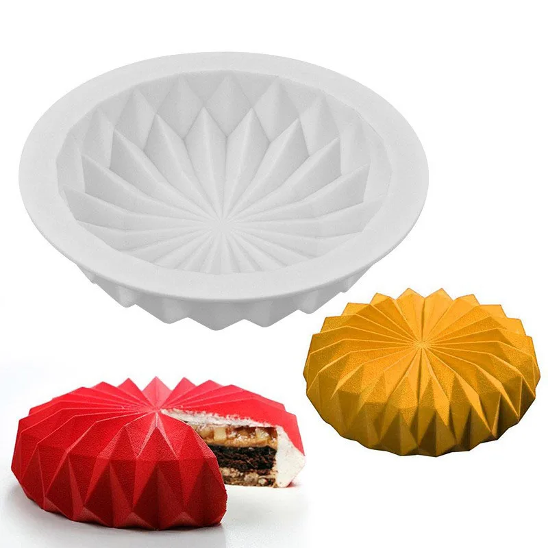 Single Round Origami Silicone Cake Mold for Chocolate Mousse Ice Cream Jelly Pastry Dessert Bread Bakeware Pan Decorating Tools