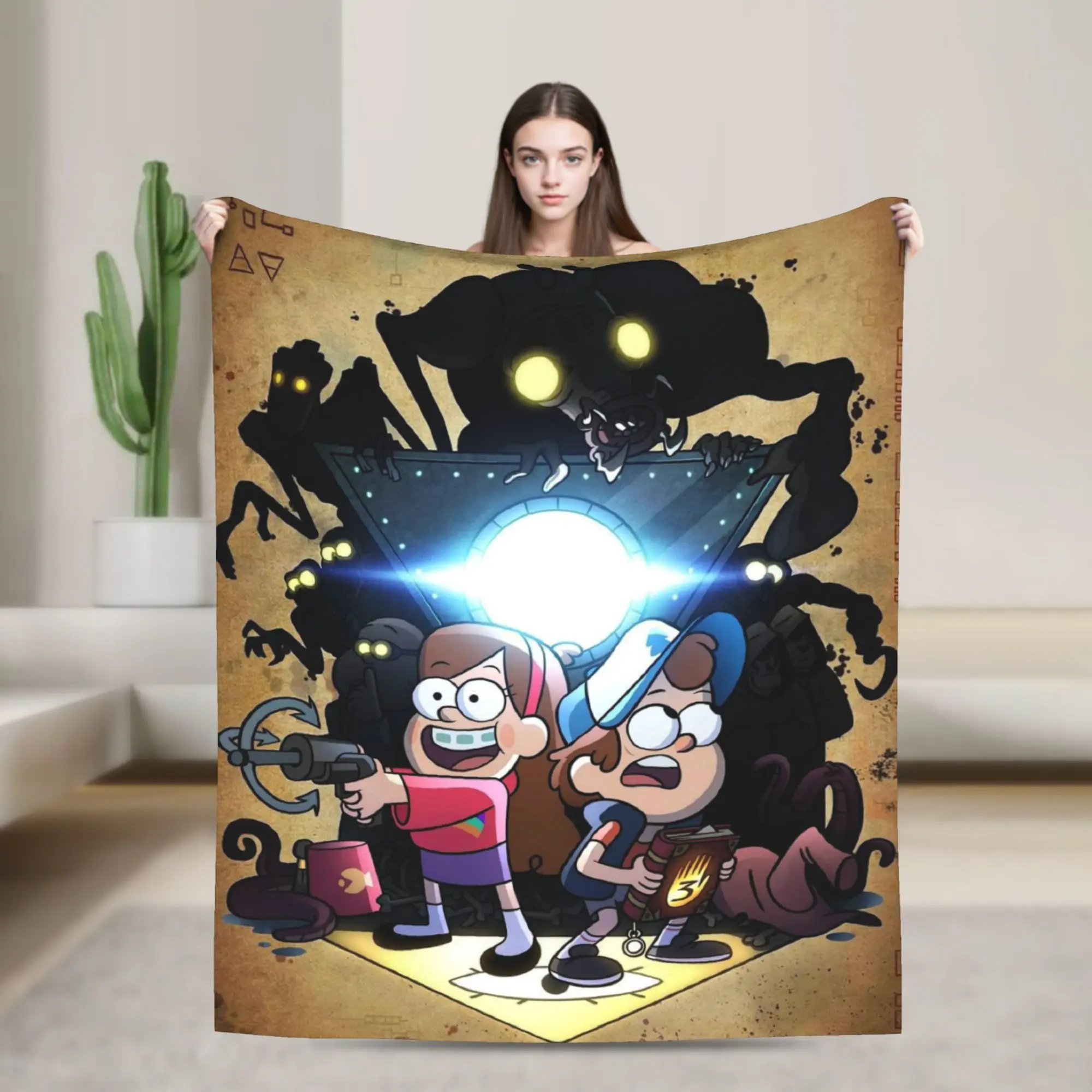 G-Gravity Falls Printed Blanket For Men Women Warm Cozy Fluffy  Throw Blankets for Sofa 50x60 Inches Multiple Sizes
