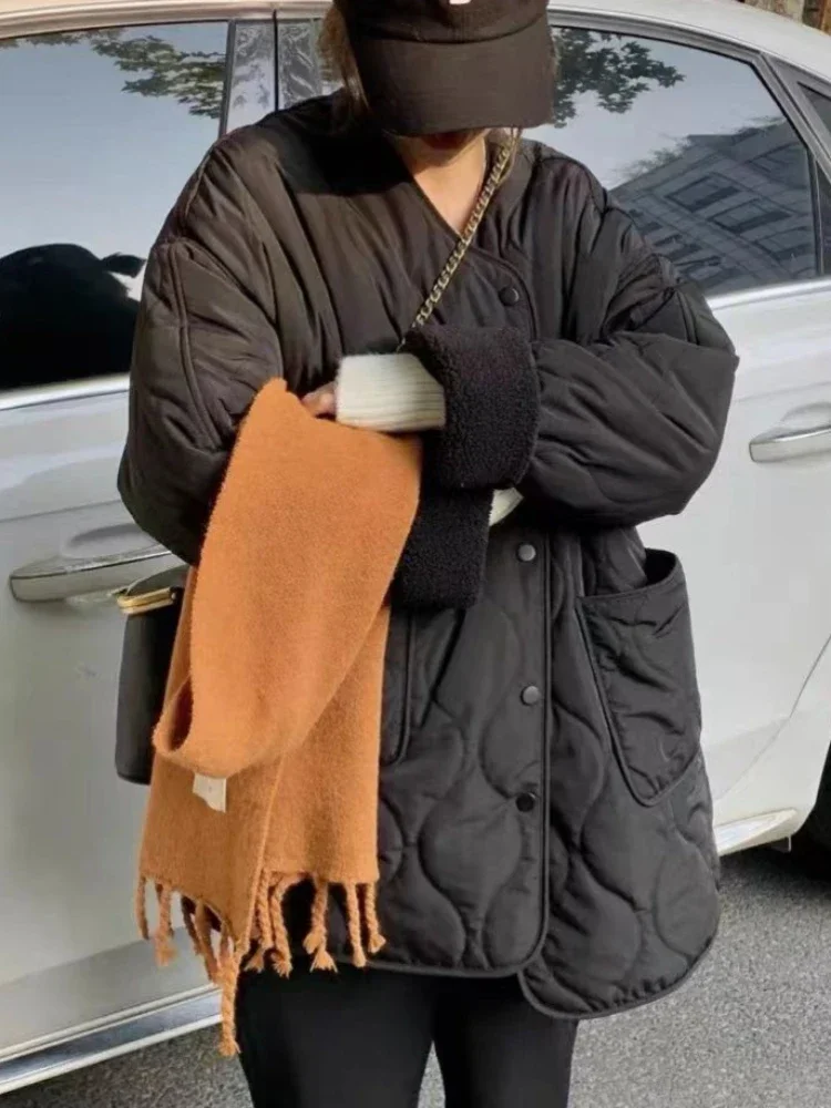 Parkas Women Warm Autumn Winter Popular Cozy Pure Female Fashion Outwear Minimalist Coats Korean Simple Vintage Loose All-match