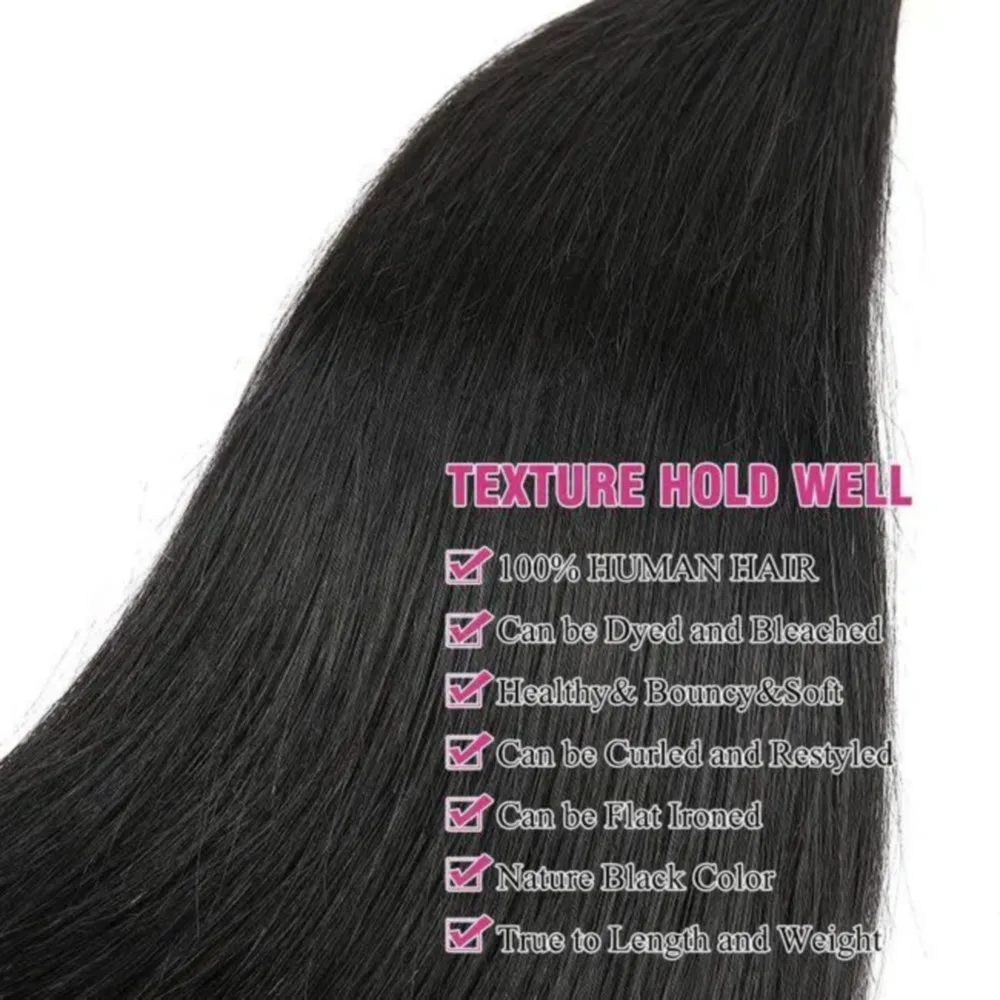 Extensions brésiliennes de cheveux humains vierges pour femmes, cheveux raides, non transformés, 100% naturels, noir, tissage, 26 po, 1, 3 faisceaux