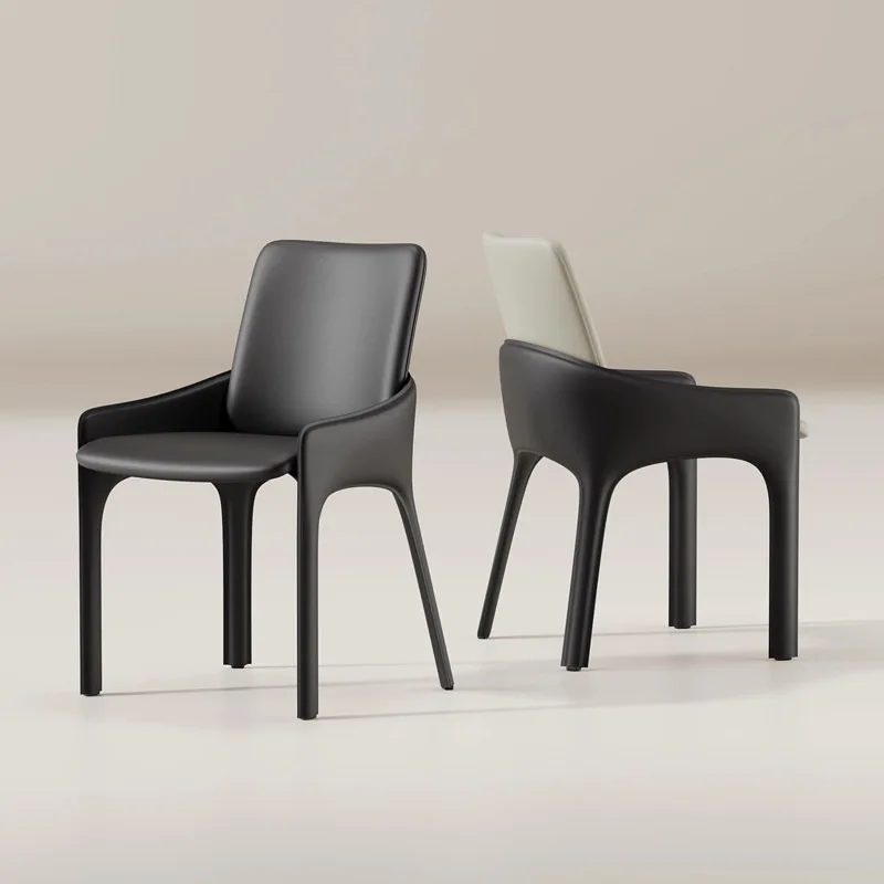 

Modern Saddle Leather Dining Chair Scandinavian Desk Chair Minimalist Designer Armchair Home Office Writing Vanity Makeup Seat