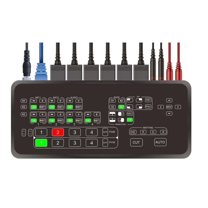 Mixer Mini Multi-Format Video Switcher 4 hd-mi input with USB 3.0 Live Video Switcher