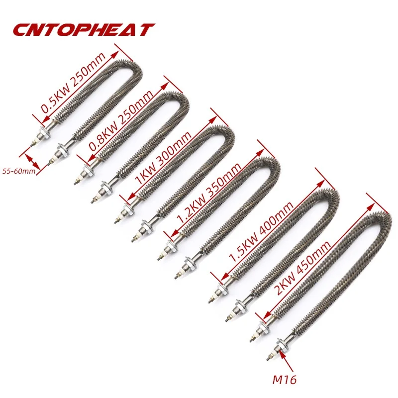 220V Stainless Steel Electric Oven Heating Element U Type Hot Air Fin Heater for Load Bank 0.5KW/0.8KW/1KW/1.2KW1.5KW/2KW