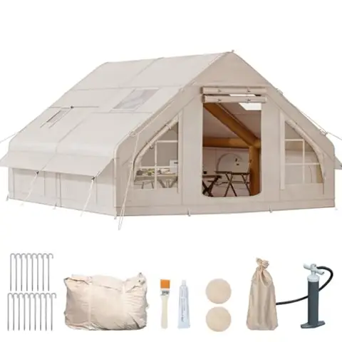 13FT X 10FT Inflatable Camping Tent Large Waterproof Blow Up Tent for 8 People with Pump Easy Setup Inflatable House Tent with