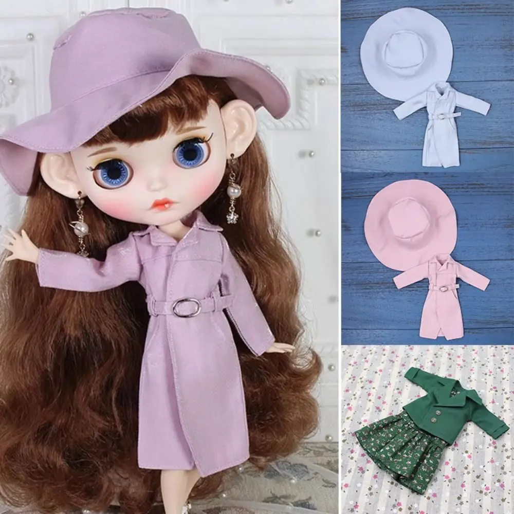 Handmake Doll Windcoat Coat with Hats DIY Accessories Floral Dresses Cute Doll Outwear Clothes for azone OB24 ICY DBS Dolls