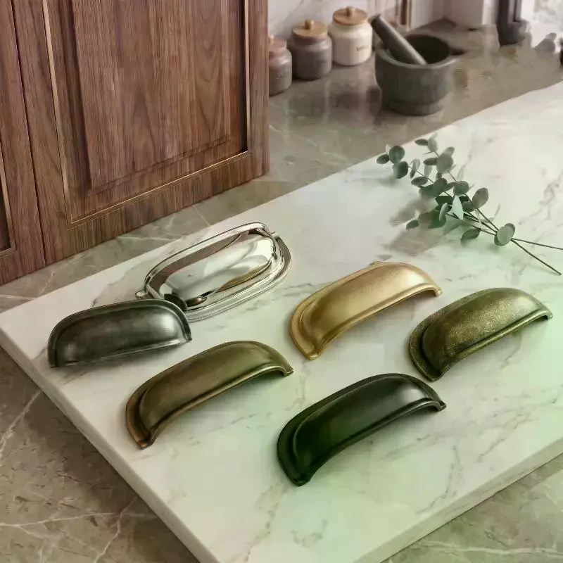 Shell Drawer Handle French Wardrobe Door Handle Nickel Brushed Cabinet Door Pull Kids Room Bookcase Desk Pull Furniture Hardwar
